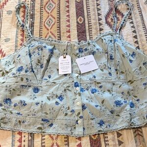 American Eagle Outfitters Light Blue Floral Blouse